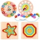 thumbnail image 1 of Montessori Cartoon Animal Educational Wooden Beaded Geometry Digital Clock Puzzles Gadgets Matching Clock Toy For ChildrenQuadrangle He Qiyong unisex, 1 of 1