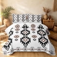 thumbnail image 2 of Erosebridal Retro Damask Quilt King, Hippie Patchwork King Coverlet Set, White Brown Black 3pcs, 1 Bedspread and 2 Pillowcases, 2 of 7