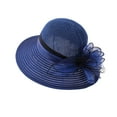 thumbnail image 2 of FUNUONY Women's Kentucky Derby Church Dress Hat Wide Brim Leaf Flower Bridal Shower Hat Women Hat Bridal Wedding Church Tea Wide Brim Summer Sun Cap Navy One Size, 2 of 8