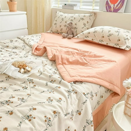 

Cotton Air-Conditioning Quilt Cover for Children and Adults Soft Flower Double Printed Washable Bed Home Use New