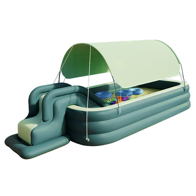 Baby Inflatable Play Pool, Inflatable Swimming Pool PVC Water Fun Space Saving Removable Sunshade For Family For Garden