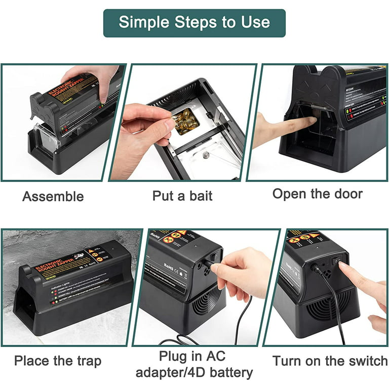 Humane Battery-Powered Easy-to-Clean No-Touch Instant-Kill Indoor  Electronic Rat Trap