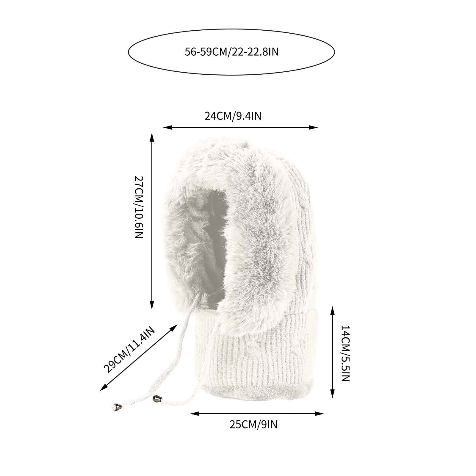YZEGDCH White Women One Piece Slouchy Fleece Thicken Beanie Winter Hats Scarf Mask Drawstring Warm Hooded Winter Balaclava Pullover Knitted Winter Hat, Birthday Valentines Gift for Women