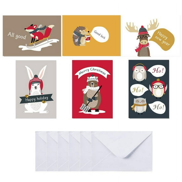 XZNGL Christmas Card Set Santa Claus Cute Animal Diamond Painting Holiday Card 6PCS