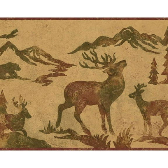 879610 Wildlife Silhouettes Wallpaper Border Golden Ochre OA8155b