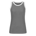 thumbnail image 3 of Mrat Tank Tops with Built In Bras Womens Summer Sleeveless Tank Tops Ribbed High Neck Racerback Slim Fitted Color Block Casual Shirts Tank Tops with Built In Bras S-326 Gray S, 3 of 5
