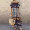 thumbnail image 2 of Womens Dresses Short Sleeve Summer Printed Holiday Bohemian Loose Maxi Casual Dress Light blue XXXL, 2 of 5
