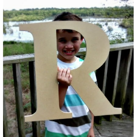 Hanging Wooden Wall Letters - Wooden Craft Letter, Wall Hanging, 12'' Times R, Paintable Letter