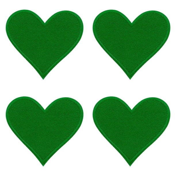 Uxcell 4Pack Parche de Corazón Termoadhesivo, Parche Bordado de Corazón de 70 mm Verde