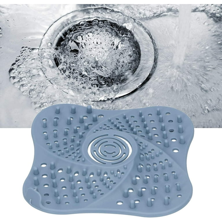 Shower Drain Hair Catcher - Silicone Square Drain Cover for Shower or Kitchen Drain - Catches Hair & Debris Without Blocking Drainage - 5.7- inch