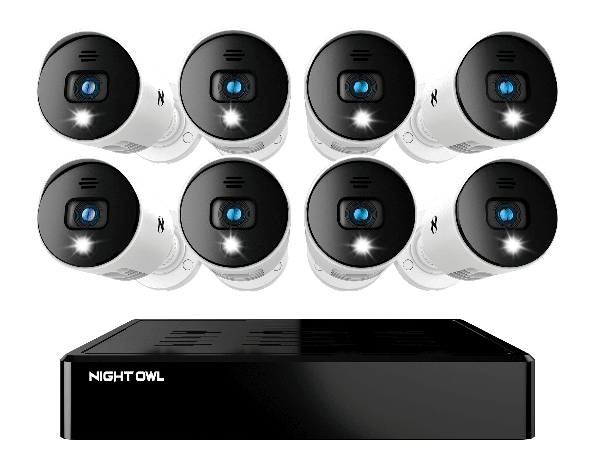 Night Owl Security Camera System CCTV, 8 Channel Bluetooth DVR with 1TB Hard Drive, 8 Wired 1080p HD Spotlight Surveillance Bullet Cameras, Audio Enabled Indoor Outdoor Cameras with Night Vision