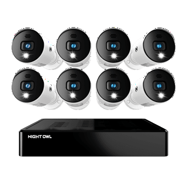 Night Owl Security Camera System CCTV, 8 Channel Bluetooth DVR with 1TB Hard Drive, 8 Wired 1080p HD Spotlight Surveillance Bullet Cameras, Audio Enabled Indoor Outdoor Cameras with Night Vision
