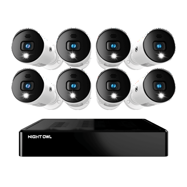 Night Owl Security Camera System CCTV, 8 Channel Bluetooth DVR with 1TB Hard Drive, 8 Wired 1080p HD Surveillance Bullet Cameras, Audio Enabled Indoor Outdoor Cameras with Night Vision -