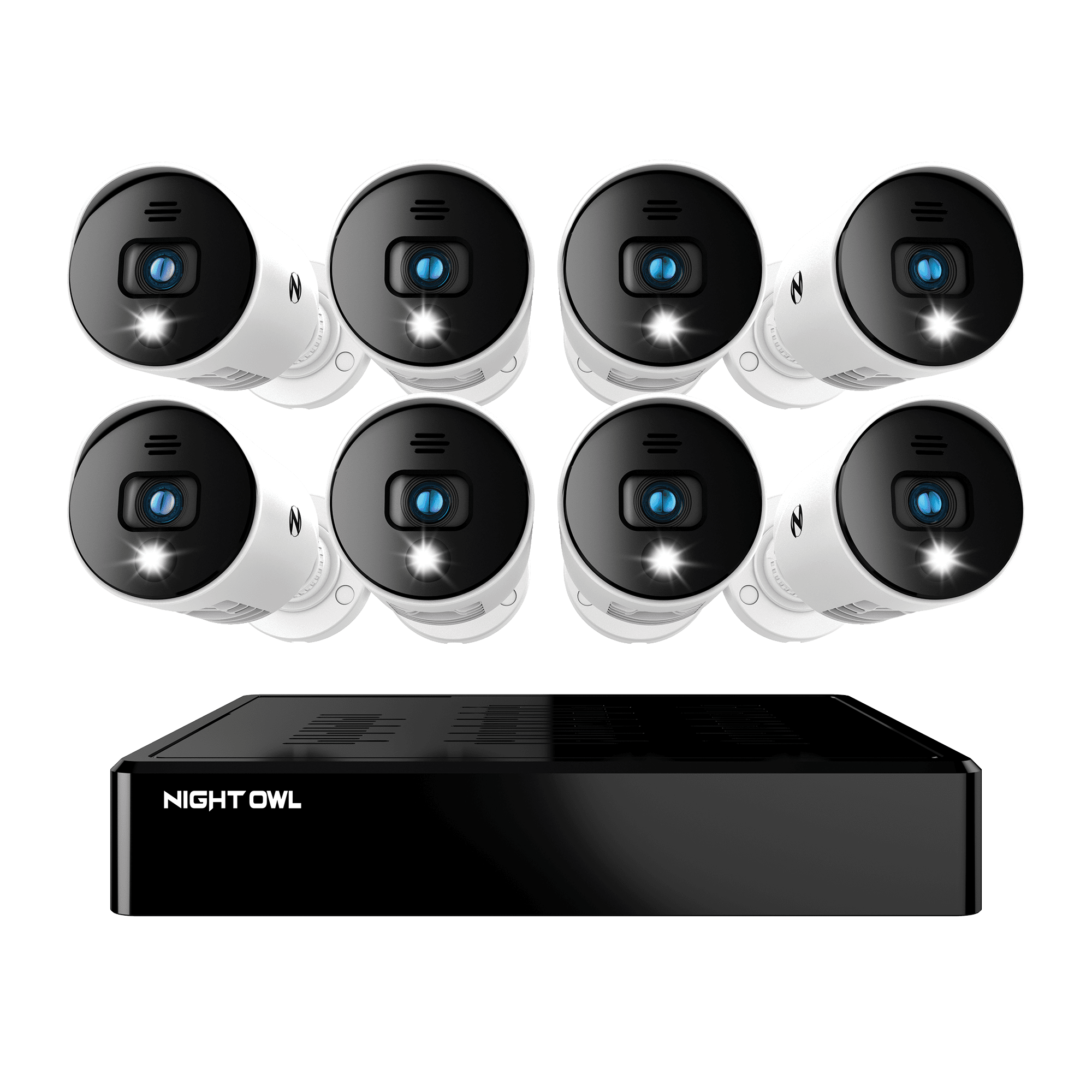 Night Owl Security Camera System CCTV, 8 Channel Bluetooth DVR with 1TB Hard Drive, 8 Wired 1080p HD Spotlight Surveillance Bullet Cameras, Audio Enabled Indoor Outdoor Cameras with Night Vision