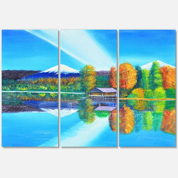 Designart ' Reflection Of Mountain and Sky On The Lake Water ' Nautical & Coastal Canvas Wall Art Print