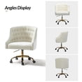 thumbnail image 5 of Modern Home Task Chair Swivel Rolling Computer Velvet Fabric Gold Legs Makeup Vanity Chairs Adult Ivory, 5 of 8