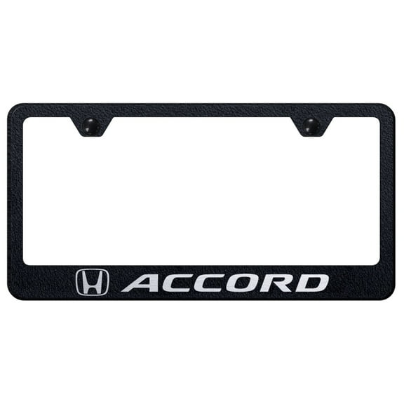 Honda Accord Laser Etched Logo Stainless Steel License Plate Frame (Rugged Black)