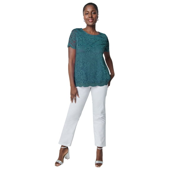 Jessica London Women's Plus Size Stretch Lace Tunic
