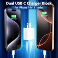 thumbnail image 3 of Bloque de cargador rápido de pared USB C de 35 W y 2 puertos para iPhone iPad, 3 of 7