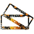 thumbnail image 2 of 2 Pcs Set Black White And Orange Polka Dot Pumpkins License Plate Frames Autumn Thanksgiving License Plate Frame License Plate Shield Frame Aluminum Metal 2 Holes Fits All Car, 2 of 6