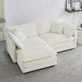 thumbnail image 6 of Modern Oversized L Shaped Modular Sectional Sofa with Ottoman,Chenille Deep Love Seat,Upholstered Cloud Couch for Living Room Bedroom Apartment,White, 6 of 7