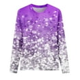 thumbnail image 4 of Jewelreauty Womens Long Sleeve Printed Shirts Round Neck Pullover Loose T-Shirts Casual Comfort Blouses Tee (L, White), 4 of 4