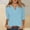Light Blue, variant on Summer Outfits for Women Three Quarter Sleeve Plus Size V Neck Stretchy Boho Tops for Women Solid Color Loose T-Shirts 2025 Comfy for City Sightseeing XL