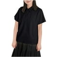 thumbnail image 2 of VgaVtl Short Sleeve Womens Shirt Cotton Collared Polo Women Blouse Solid Button Everyday Loose Casual Tops,Black XXL, 2 of 6