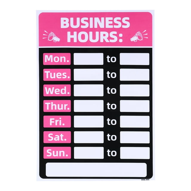 Unique Bargains Business Hour Sign Self Adhesive Operation Hour Decor with Number Sticker Pink 1 Set