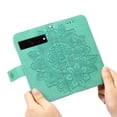 thumbnail image 2 of SaniMore for Google Pixel 7 Pro Case with Wrist Strap, Fashion Flower Embossing Design for Girls/Women, Dual Magnet Card Holder Wallet Cover Kickstand Shockproof for Google Pixel 7 Pro, Green, 2 of 9