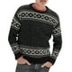 thumbnail image 1 of Gibobby Suéter hombre Suéter de cuello redondo para hombre, casual, manga larga, color sólido, punto grueso, suéter suave(Negro,Grande), 1 of 5