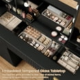 thumbnail image 4 of GIKPAL Fluted Makeup Vanity Table with Mirror and Lights, Modern Vanity Desk with Glass Top, 3 Drawers, 2 Large Cabinets & Charging Station, Black Vanity Set for Bedroom, Women & Girls, 4 of 13