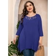 thumbnail image 6 of SHOWMALL Plus Size Shirt for Women 3/4 Sleeve Royal Blue 3X Blouse Swing Tunic Top Lace Crewneck Maternity Loose Fitting Clothes&nbsp;, 6 of 7