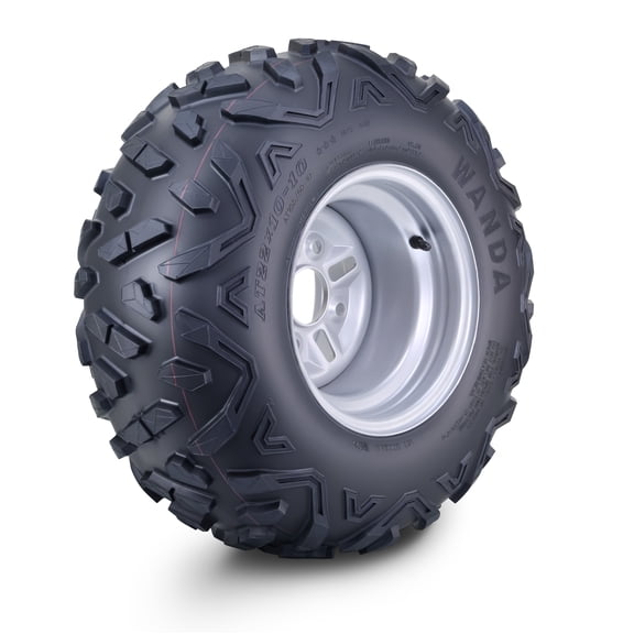 WANDA ATV Tire Wheel Assembly 22X10-10 with 4/110mm PCD Silver Wheel 10417