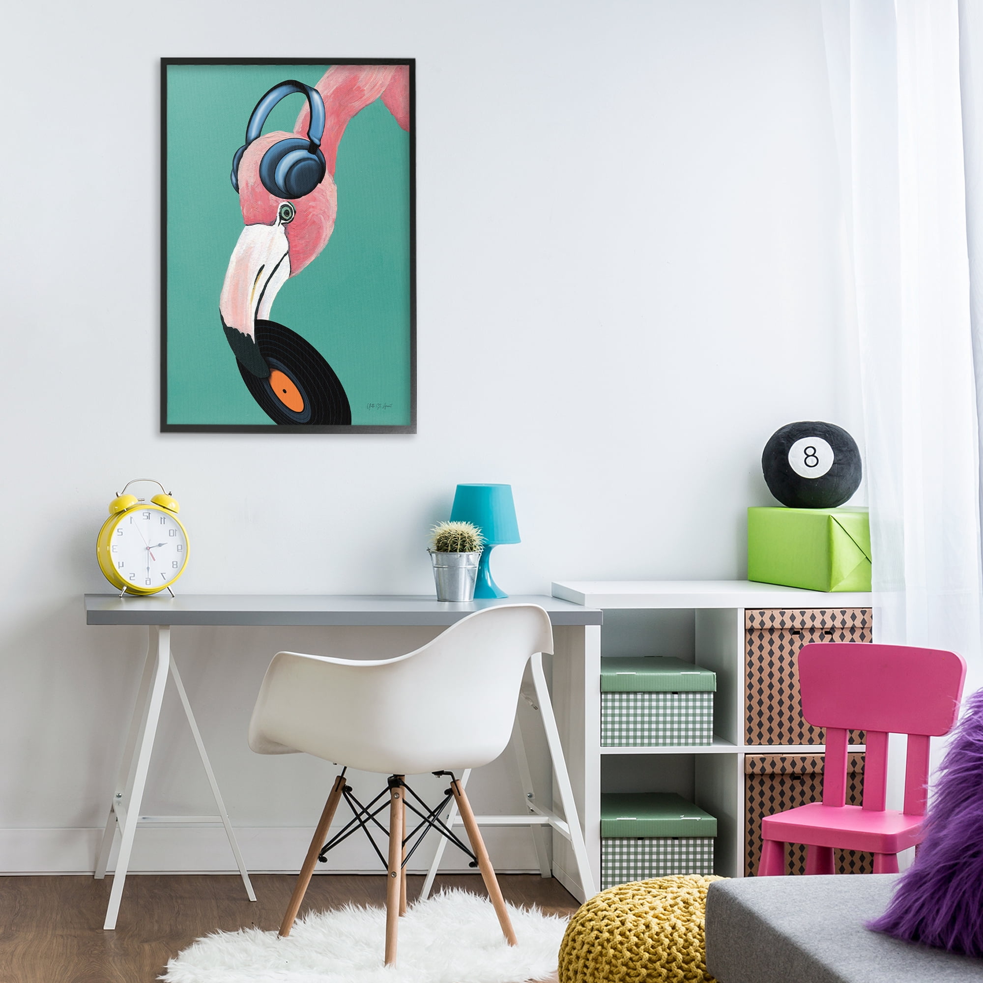 Stupell Industries Fun Musical Flamingo Animals & Insects Painting Black Framed Art Print Wall Art, 20 x 30