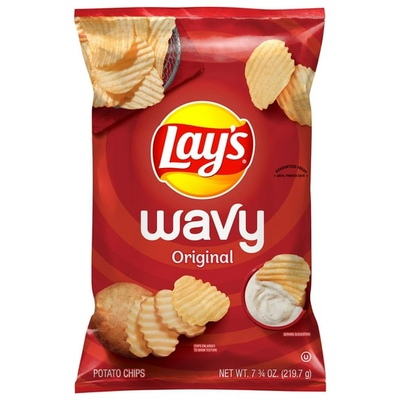 Pack Of 2 Lay's Wavy Original Potato Chips, 7.75 oz (Package May Vary)