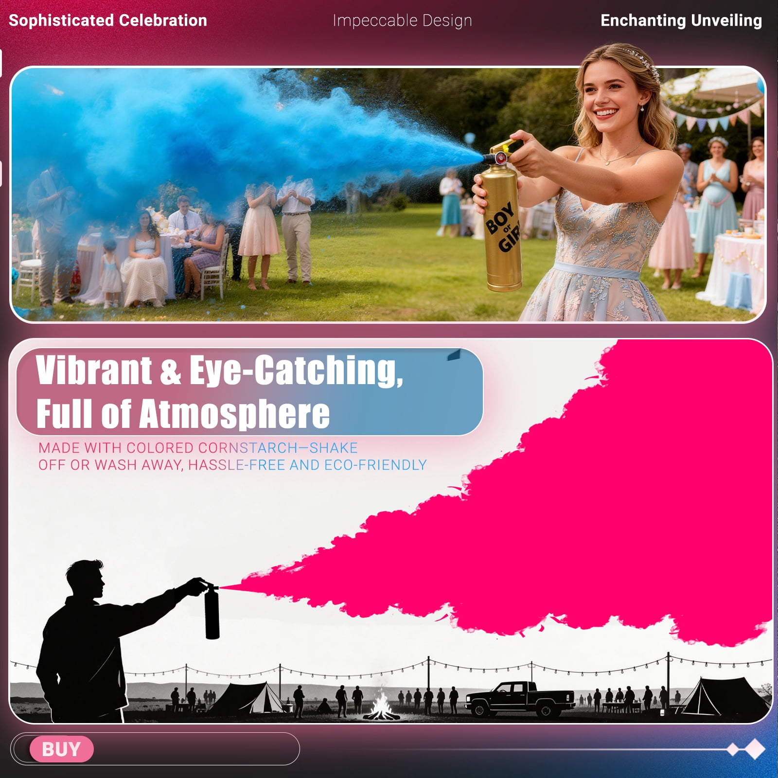 Previvo Unisex Gender Reveal Powder Sprayer, Fire Extinguisher Style Party Prop, Pink (Girl), 650 g