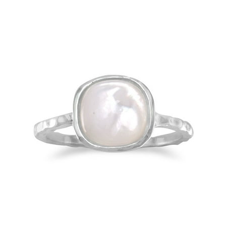 Silver And Mother Of Pearl Cufflinks - Stackable Ring Mother of Pearl Sterling Silver Textured