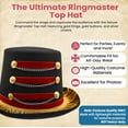 thumbnail image 2 of Nicky Bigs Novelties Deluxe Ringmaster Top Hat Red Black Circus Coachman Hat with Gold Fringe Buttons Chains Lion Tamer Carnival Burlesque Halloween Costume Accessory for Adults, 2 of 7