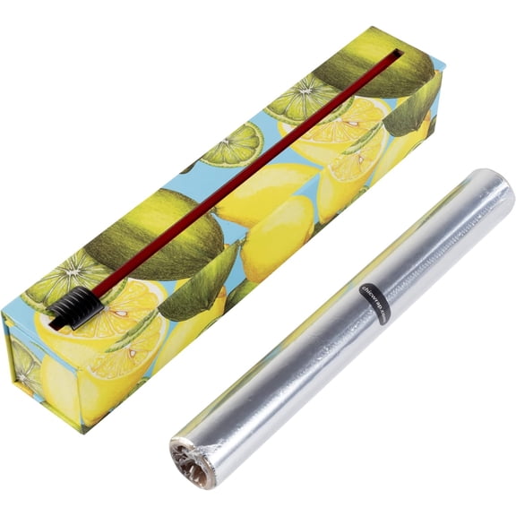 ChicWrap Lemon Foil Dispenser - Refillable Foil System with Slide Cutter, Non-Slip Base, 12" x 30' Roll of Heavy Duty Professional Grade Aluminum Foil