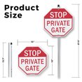 thumbnail image 2 of Stop Private Gate (2 Pack) 10 inch X 10 inch Octagon Plastic Signs with Aluminum Mounting Stakes Weather Resistant UV Protected for Workplace Private Property and Construction Site Made, 2 of 8