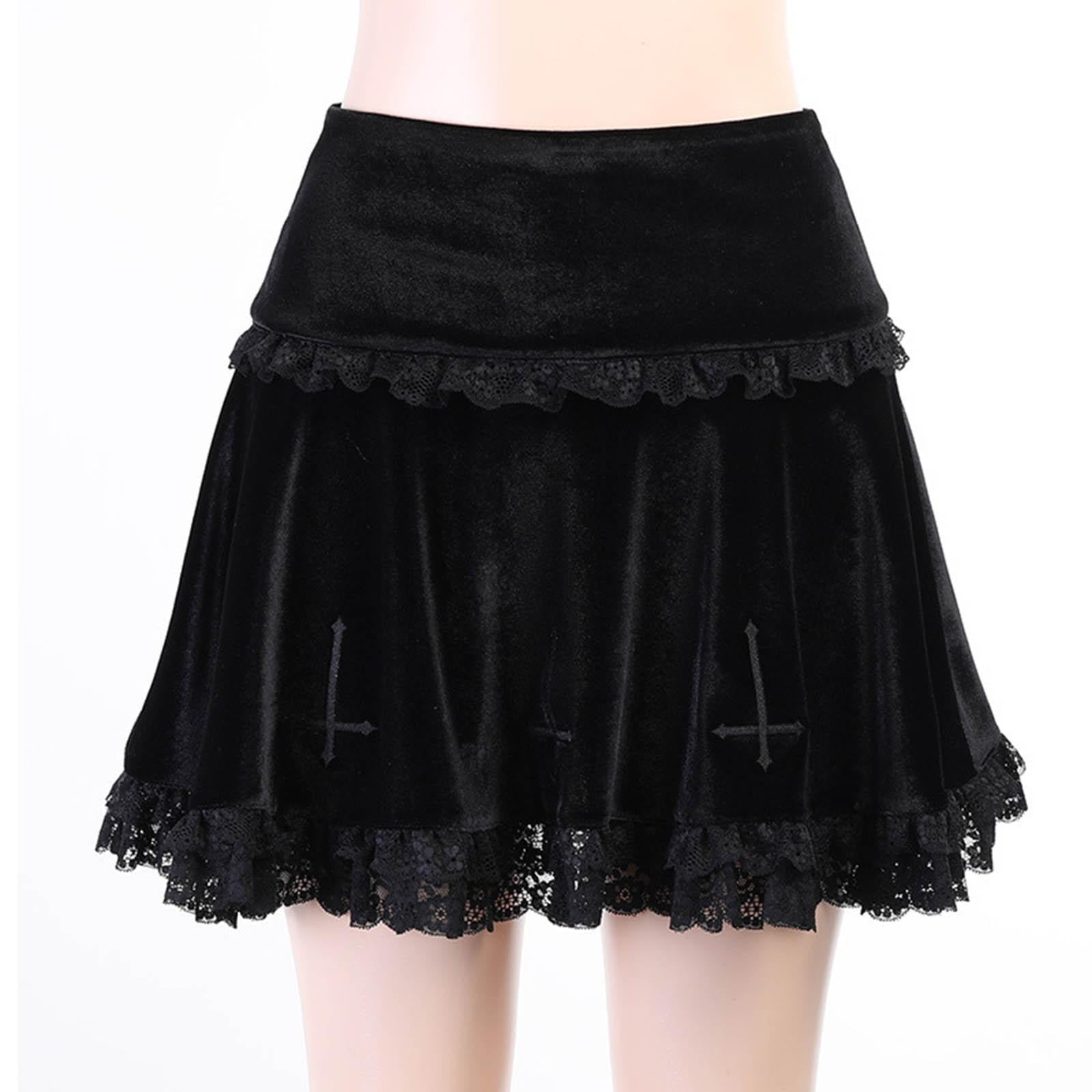 TISHITA Cute Pleated Skirt High Waisted L Gothic Dress Women Short