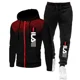thumbnail image 3 of Chándal de dos piezas para hombre, chándal de manga larga con cremallera y estampado, Abrigo con capucha y pantalones largos de chándal, ropa deportiva para exteriores, Otoño e Invierno, 3 of 4