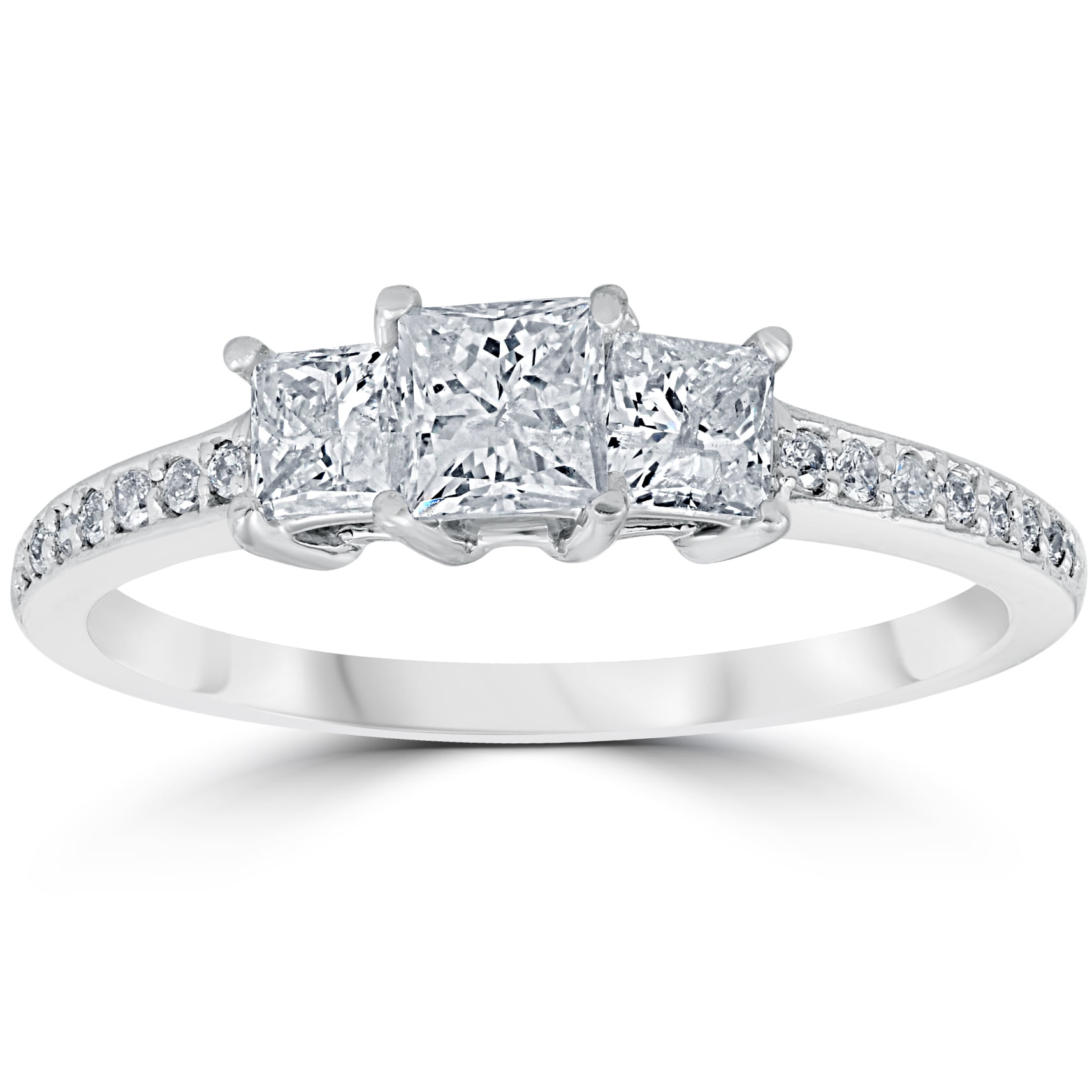 2.40 CT PRINCESS BRILLIANT CUT  ENGAGEMENT WEDDING RING SOLID 14K WHITE GOLD 