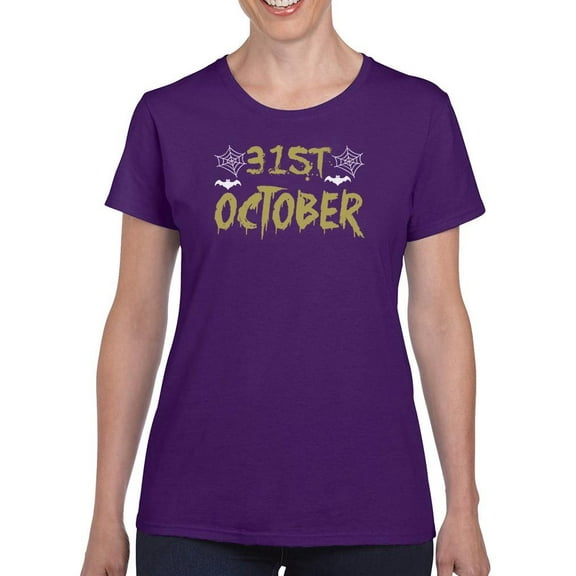 31 St October Happy Halloween T-Shirt Women -Image by Shutterstock, Female Medium
