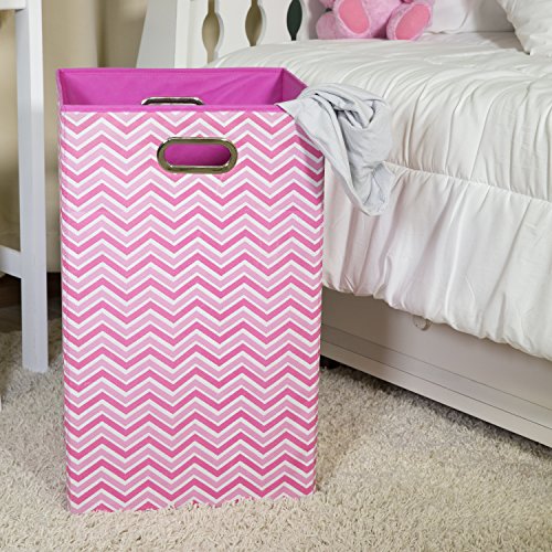 Modern Littles Rose Zig Zag Folding Laundry Basket Pink Walmart Com