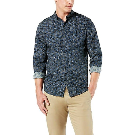 Mens Shirt Button Down Floral Print Long-Sleeve XL