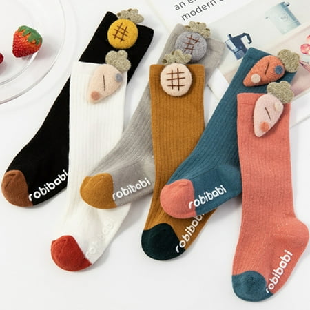 

Poseidon Baby Boy Girl Elastic Stocking Toddler Pineapple Carrot Cotton Middle Tube Socks