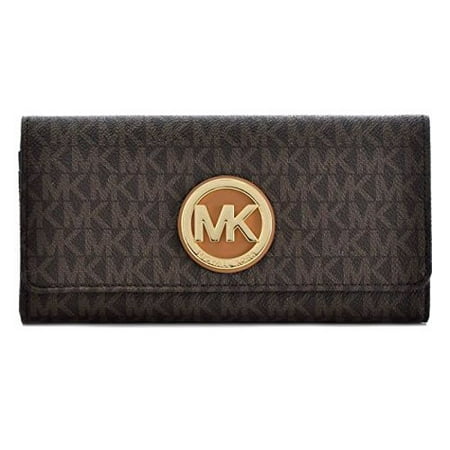 Fabric Continental Wallet - Michael Kors PVC Leather Fulton Flap Continental Wallet - Brown - 32S7GFTE3B-200