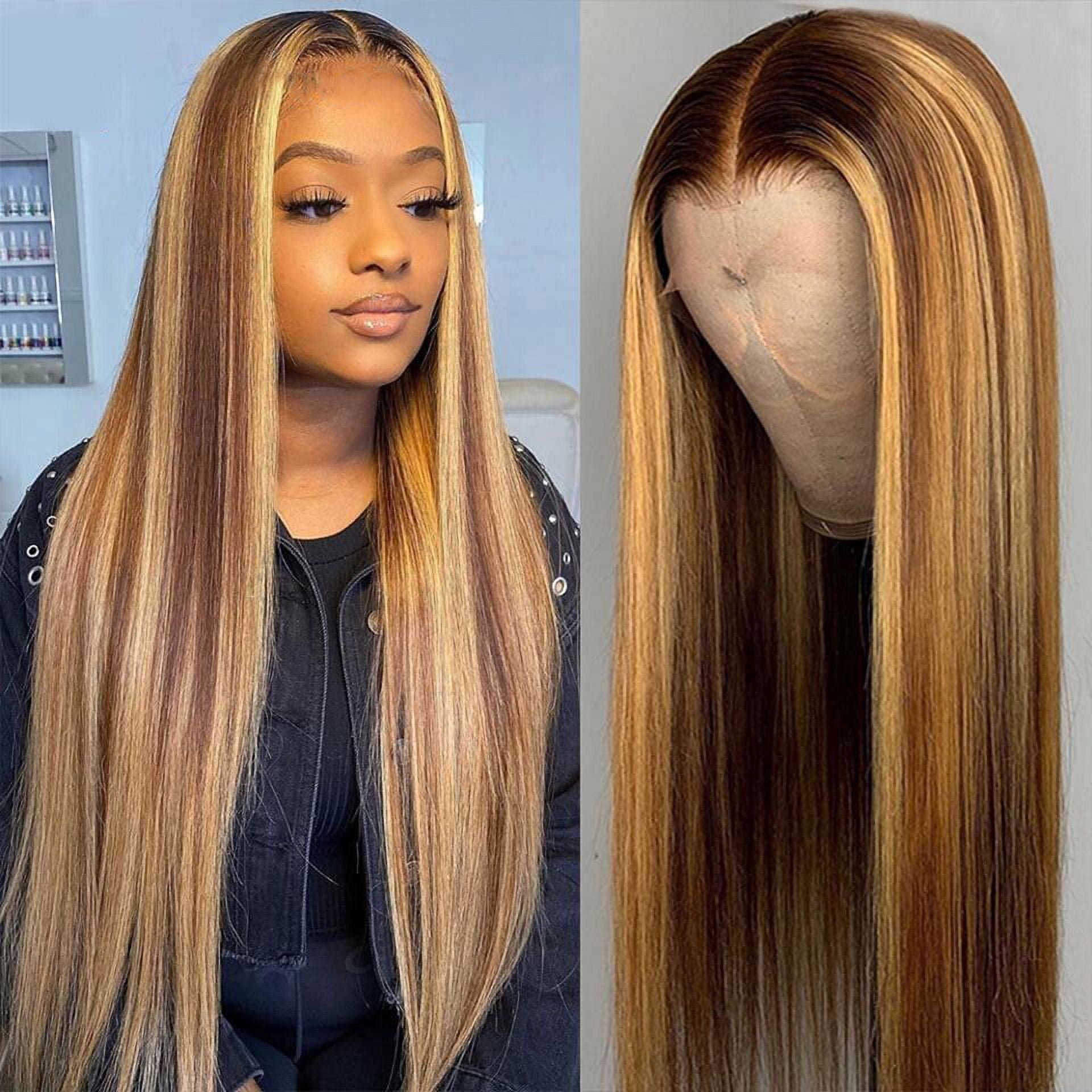P4/27 Highlight 13x4 Lace Front Wig Brazilian Straight Human Hair Wig for Women Ombre Lace Frontal Wig Pre Plucked With Baby Hair 16 inch